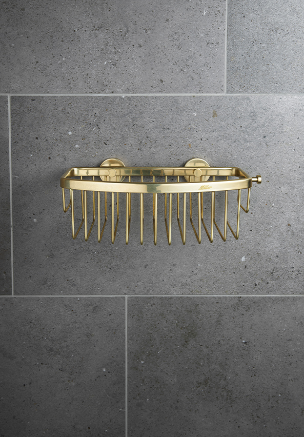 Miller Signature Glueable D-Shaped Shower Basket – Untreated Brass