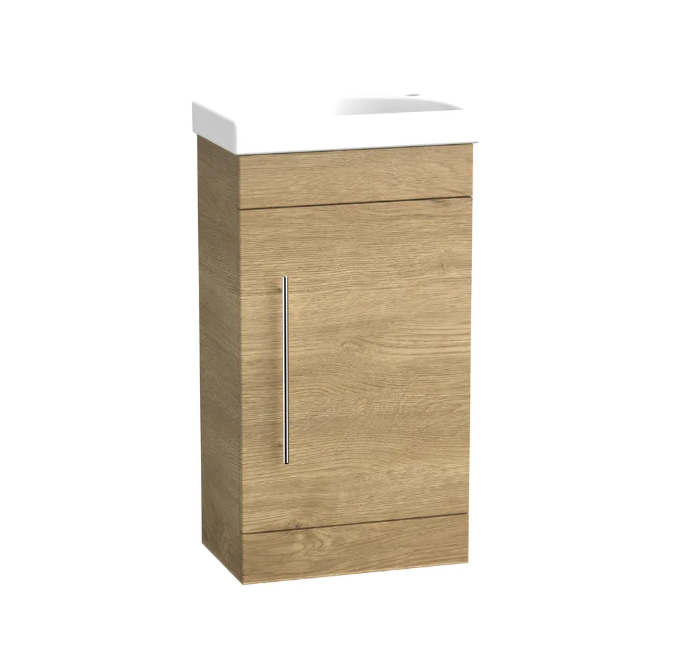 Roper Rhodes Esta 450mm Cloakroom Floor Standing Unit & Basin – Sand Oak