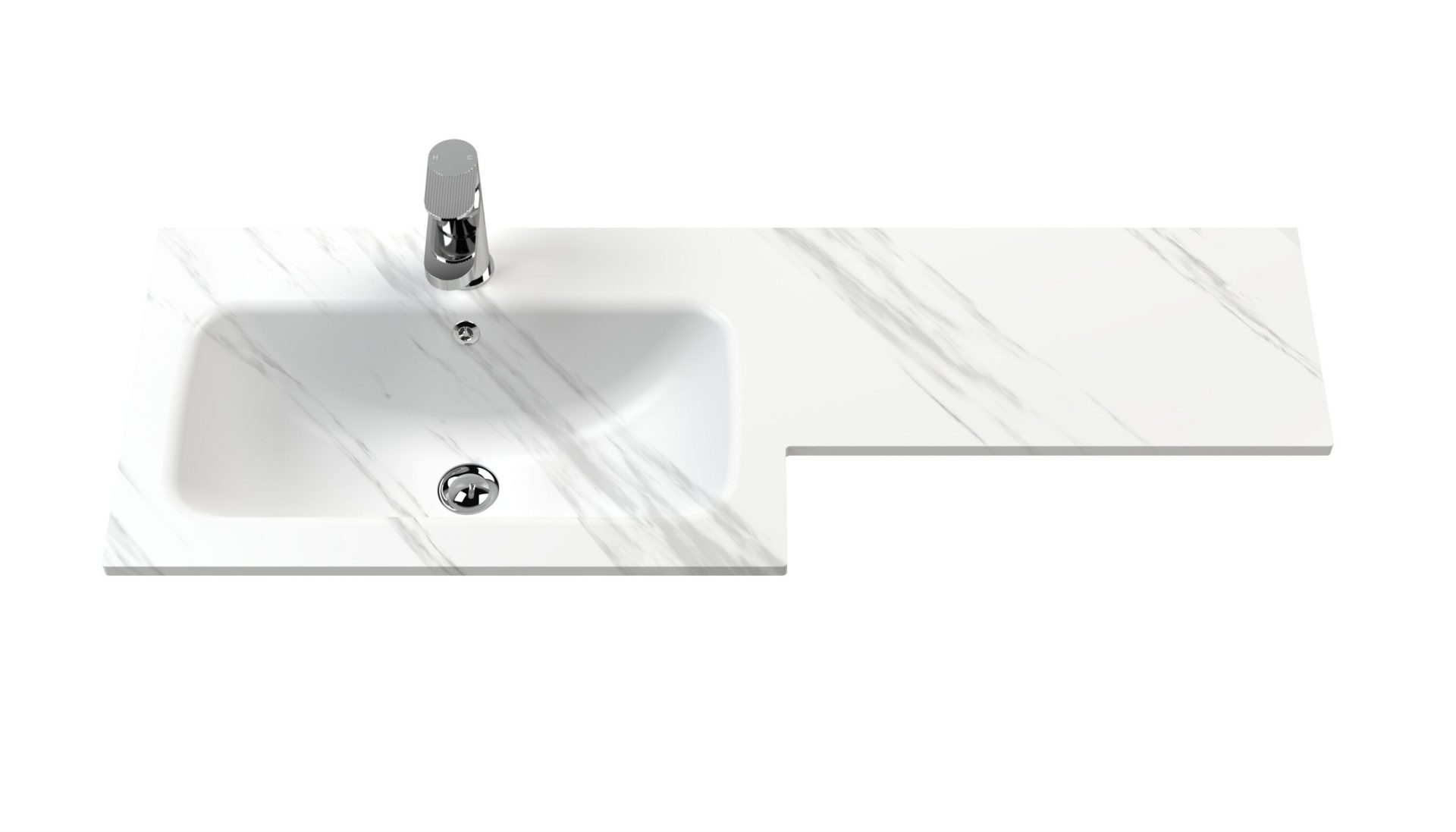 Nuie Deco 1100mm 2 Door Floor Standing Combination Unit with Carrara Marble Basin – Satin White