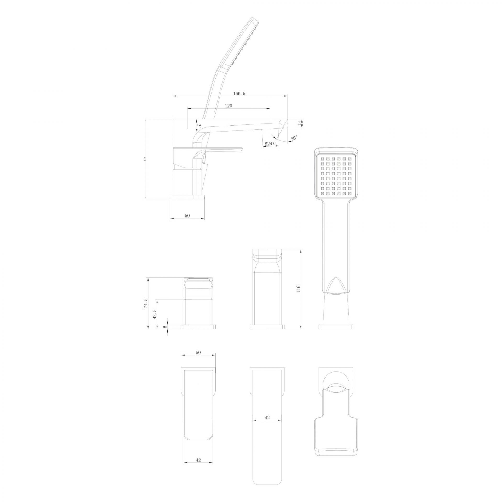 Scudo Muro 3 Hole Bath Mixer – Matt Black