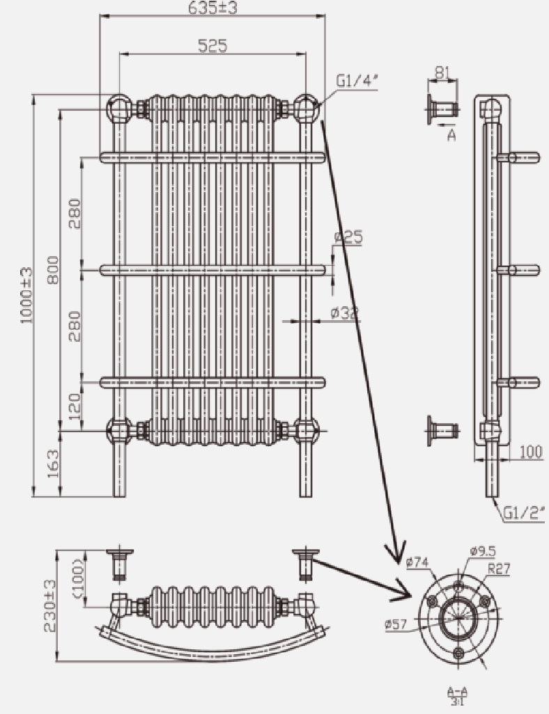 Aqualla Victoria Traditional Radiator – Chrome
