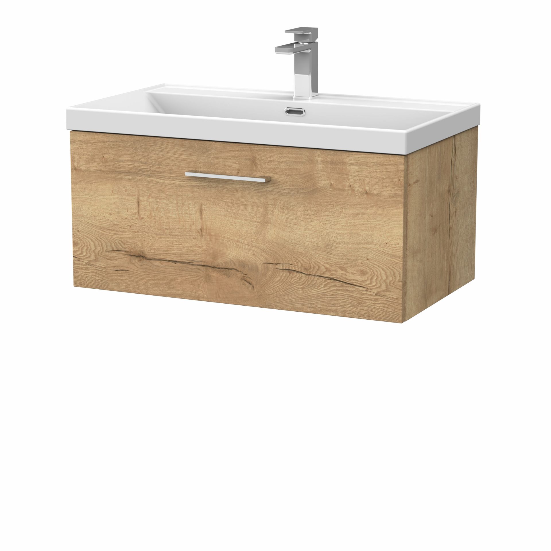 Nuie Lux Kivo 800mm 1 Drawer Wall Hung Vanity Unit – Autumn Oak