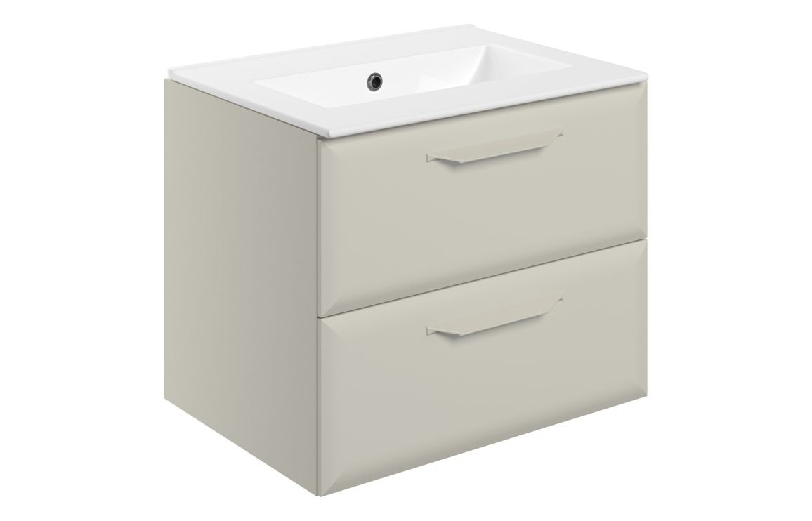MyBathrooms Murillo 615mm 2 Drawer Wall Hung Unit & 0TH Basin – Matt Latte