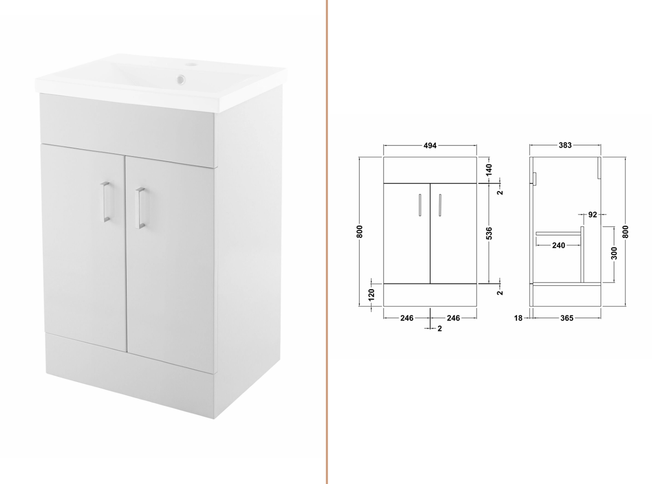 1900 x 900mm Quadrant Enclosure, Slimline Shower Tray, 500mm Vanity Unit, Pan & Cistern