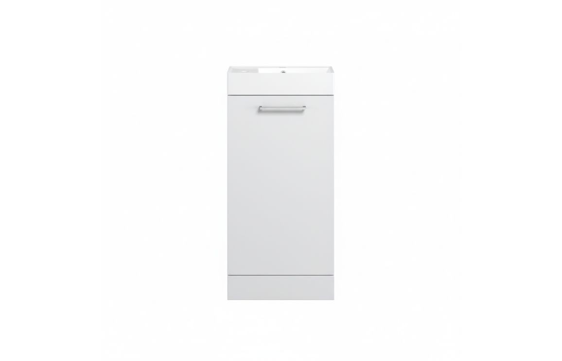 MyBathrooms Otley 410mm Floor Standing 1 Door Basin Unit & Basin – White Gloss