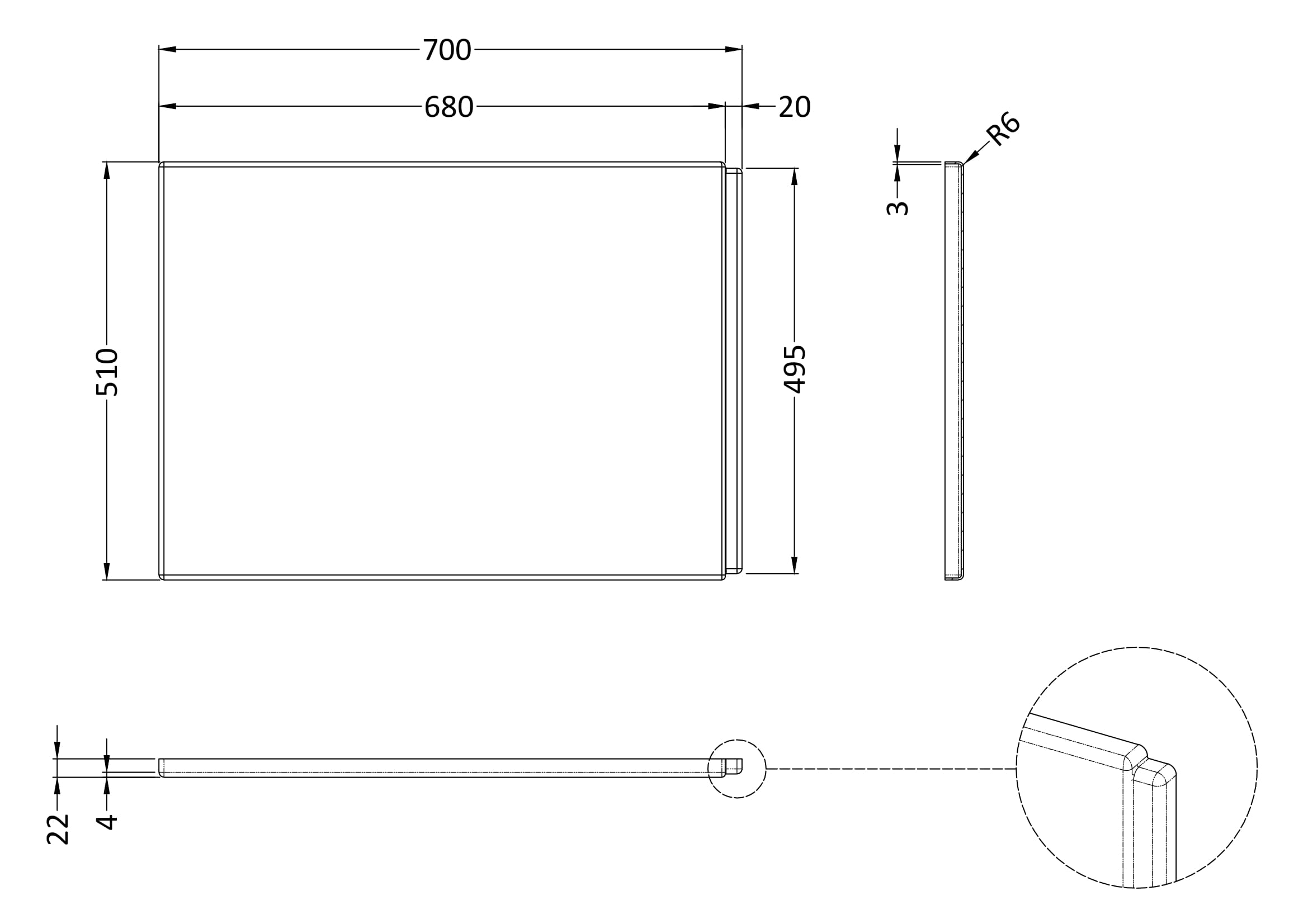 Nuie P-Shaped Shower Bath End Panel 700mm – Gloss White