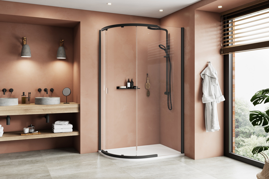 Kudos Pinnacle8 Offset Quadrant Shower Enclosure – Matt Black