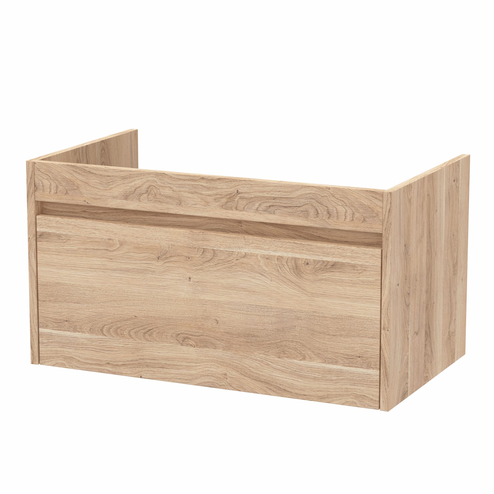 Nuie Lux Loftwood 800mm 1 Drawer Wall Hung Vanity Unit – Bleached Oak