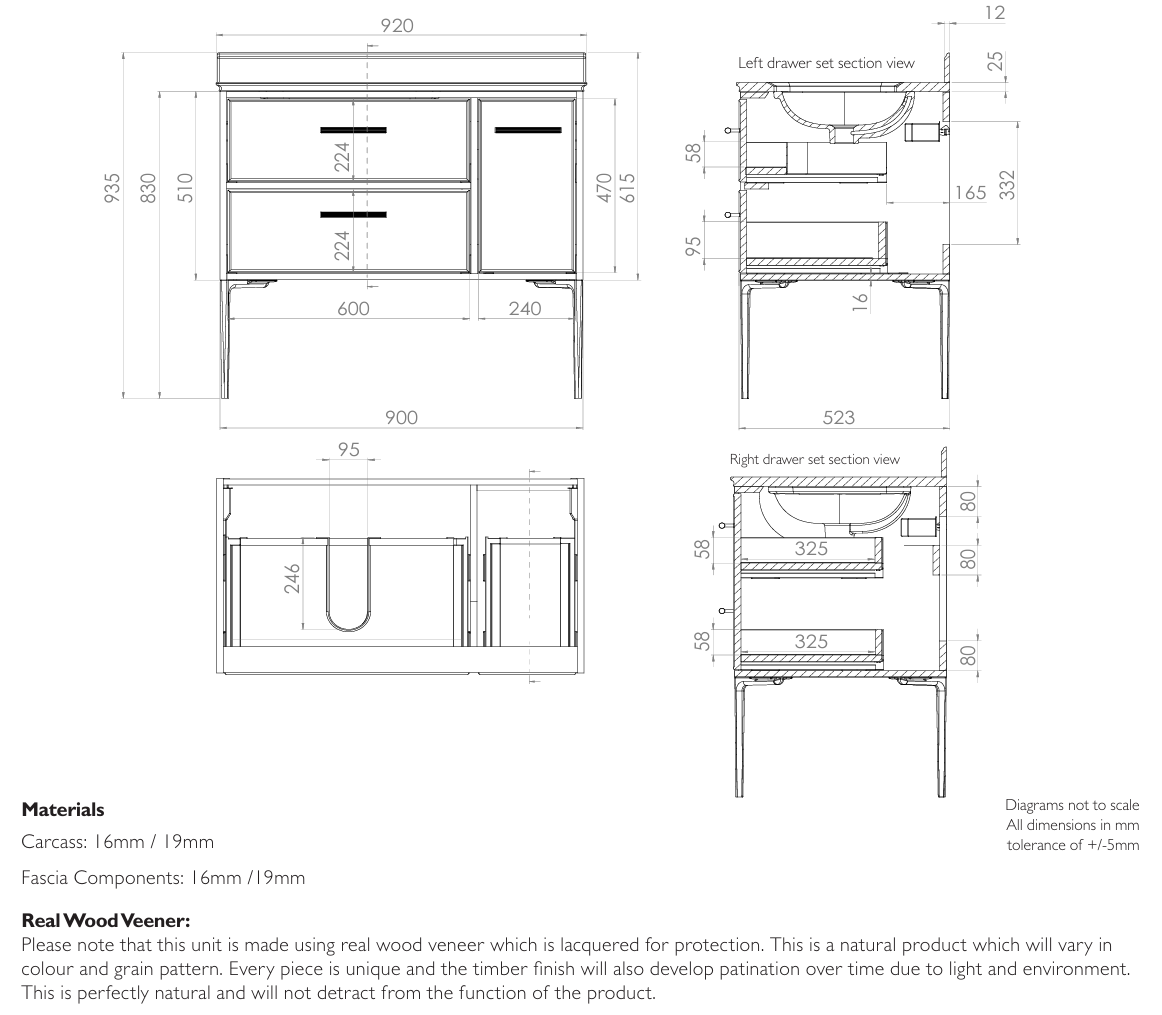 Roper Rhodes Walcot 900mm Freestanding 3 Drawer Vanity Unit & Basin – Matt White