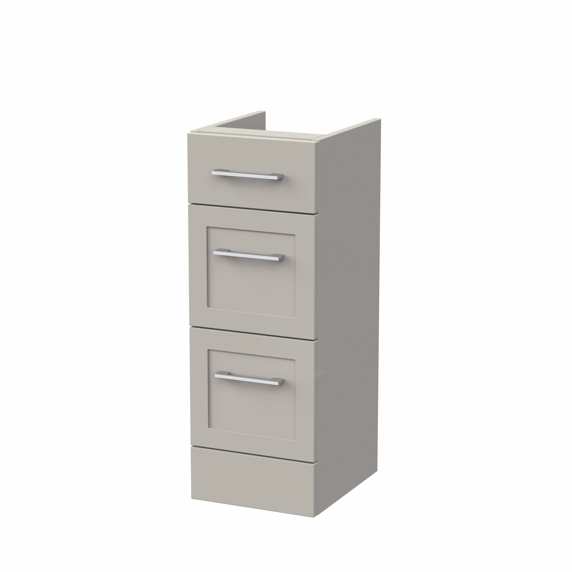 Nuie Lux Fable 300mm 3 Drawer Standard Floorstanding Unit – Pebble Grey