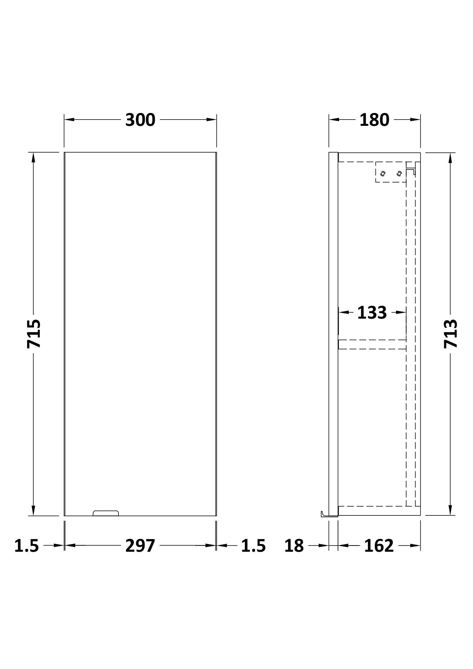 Hudson Reed Fusion Slimline 300mm 1 Door Wall Hung Unit – Gloss White