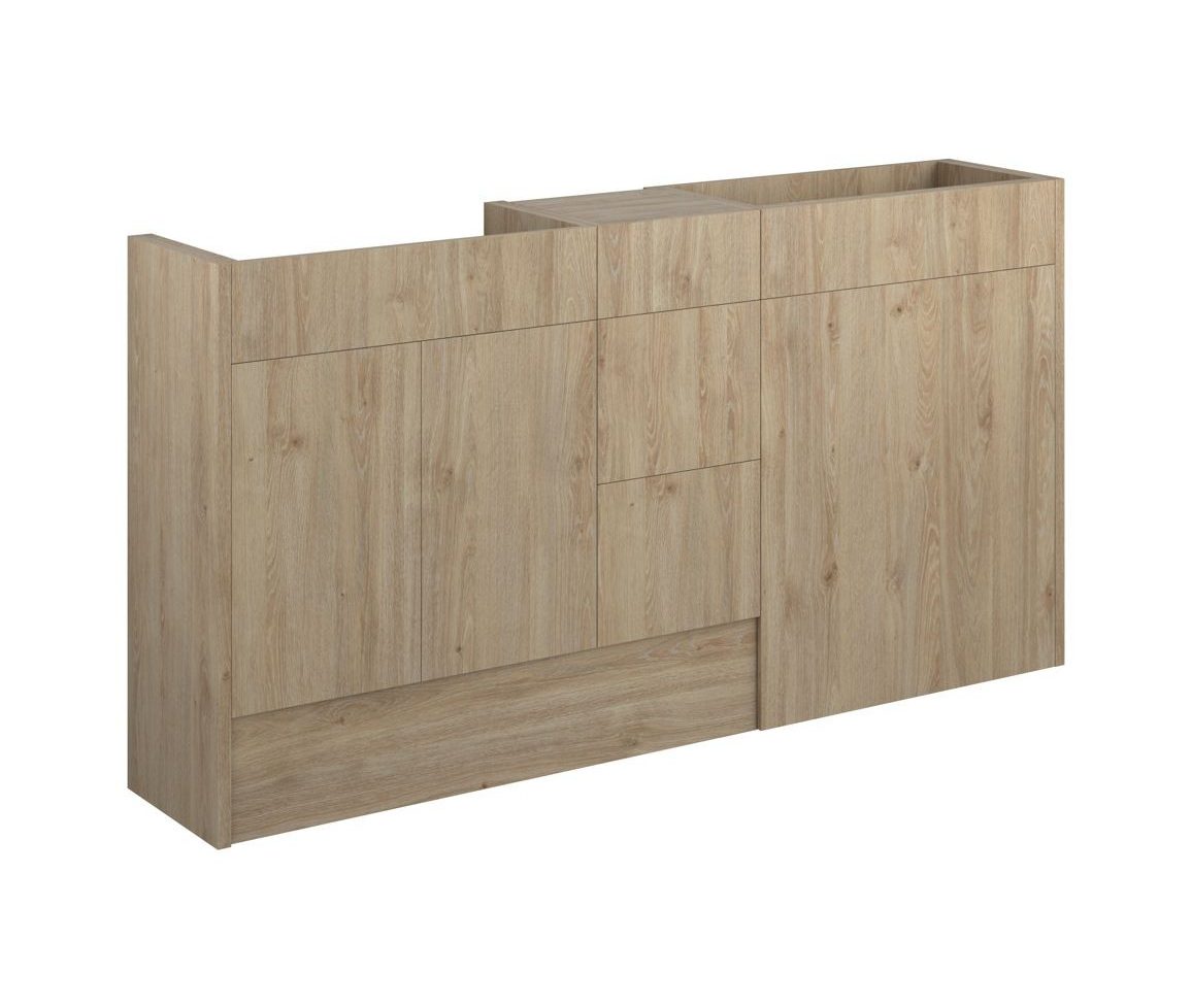 MyBathrooms Bassano 1536mm Standard Basin, WC & 3 Drawer Unit Pack – Havana Oak