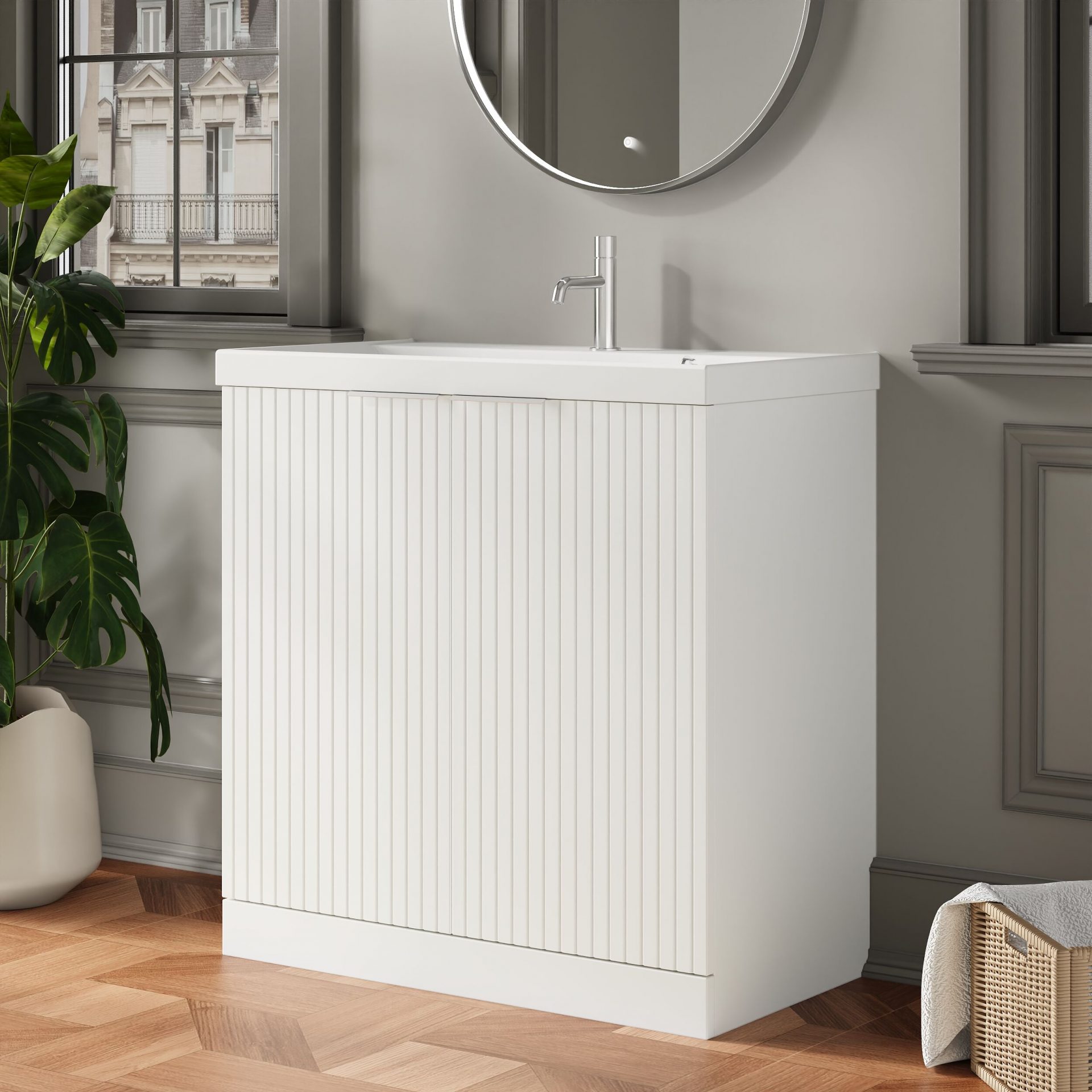 Nuie Lux Flume 800mm 2 Door Floorstanding Vanity Unit – Matt White
