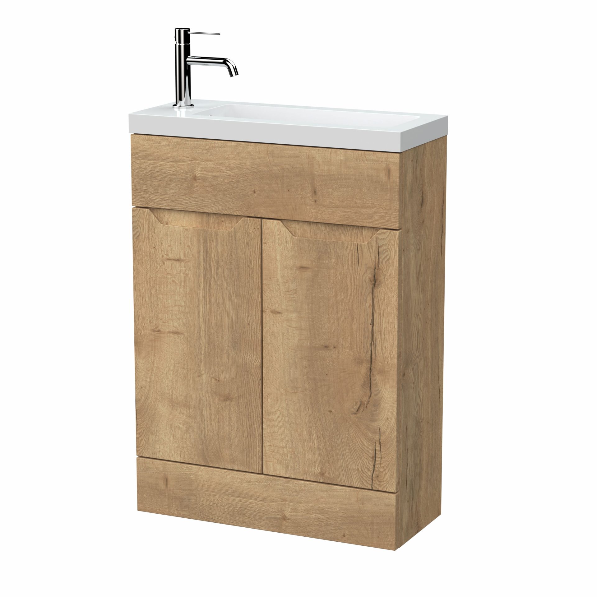Nuie Lux Loave 600mm 2 Door Slim Floorstanding Unit – Autumn Oak