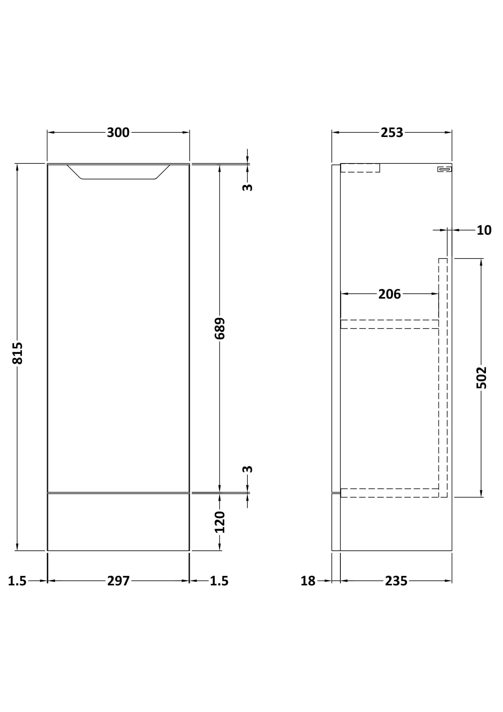 Nuie Lux Loave 300mm 1 Door Slim Floorstanding Base Unit – Matt White