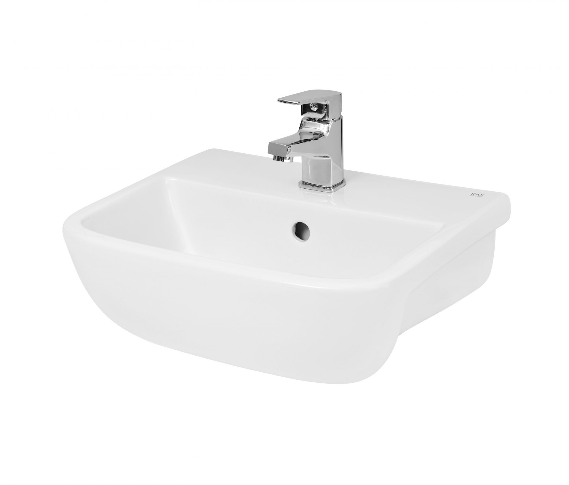 Nuie Aria 1 Tap Hole 400mm Ceramic Square Semi-Recessed Basin