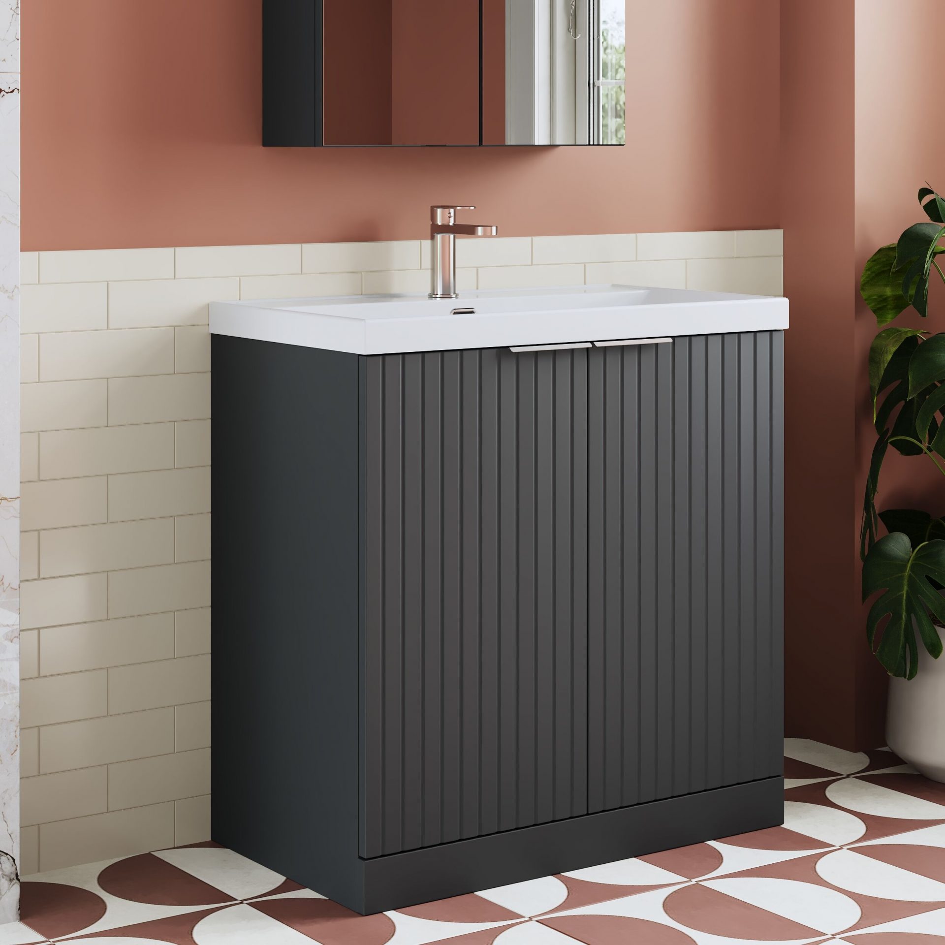 Nuie Lux Flume 800mm 2 Door Floorstanding Vanity Unit – Soft Black
