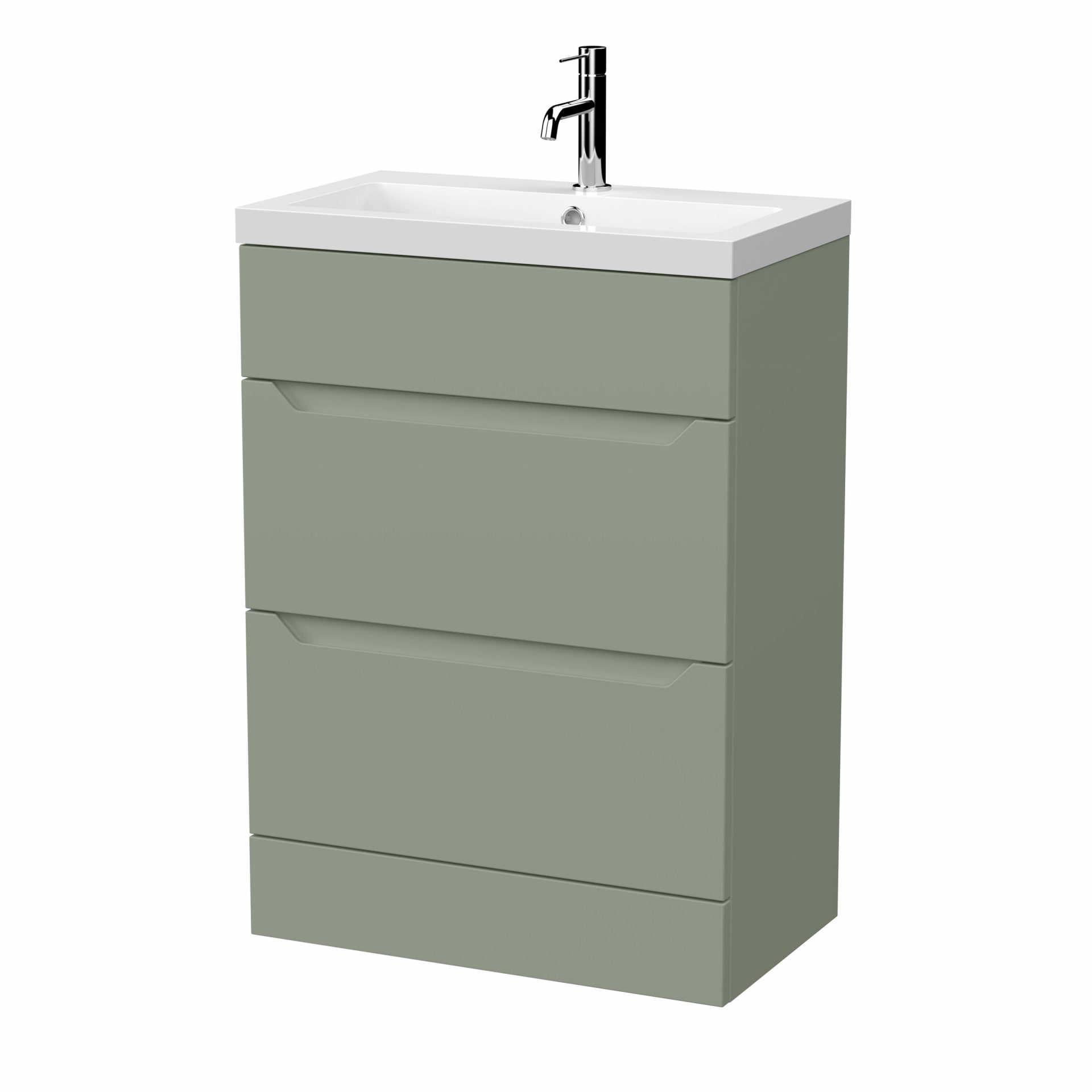 Nuie Lux Loave 600mm 2 Drawer Standard Floorstanding Unit – Fern Green
