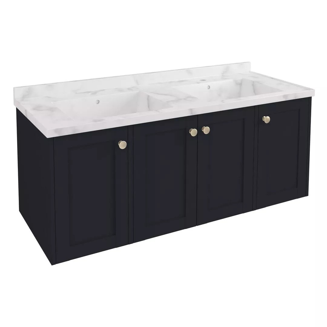 Eastbrook Hardwick 1200mm 4 Door Wall Hung Unit & Double Bowl Basin – Matt Anthracite
