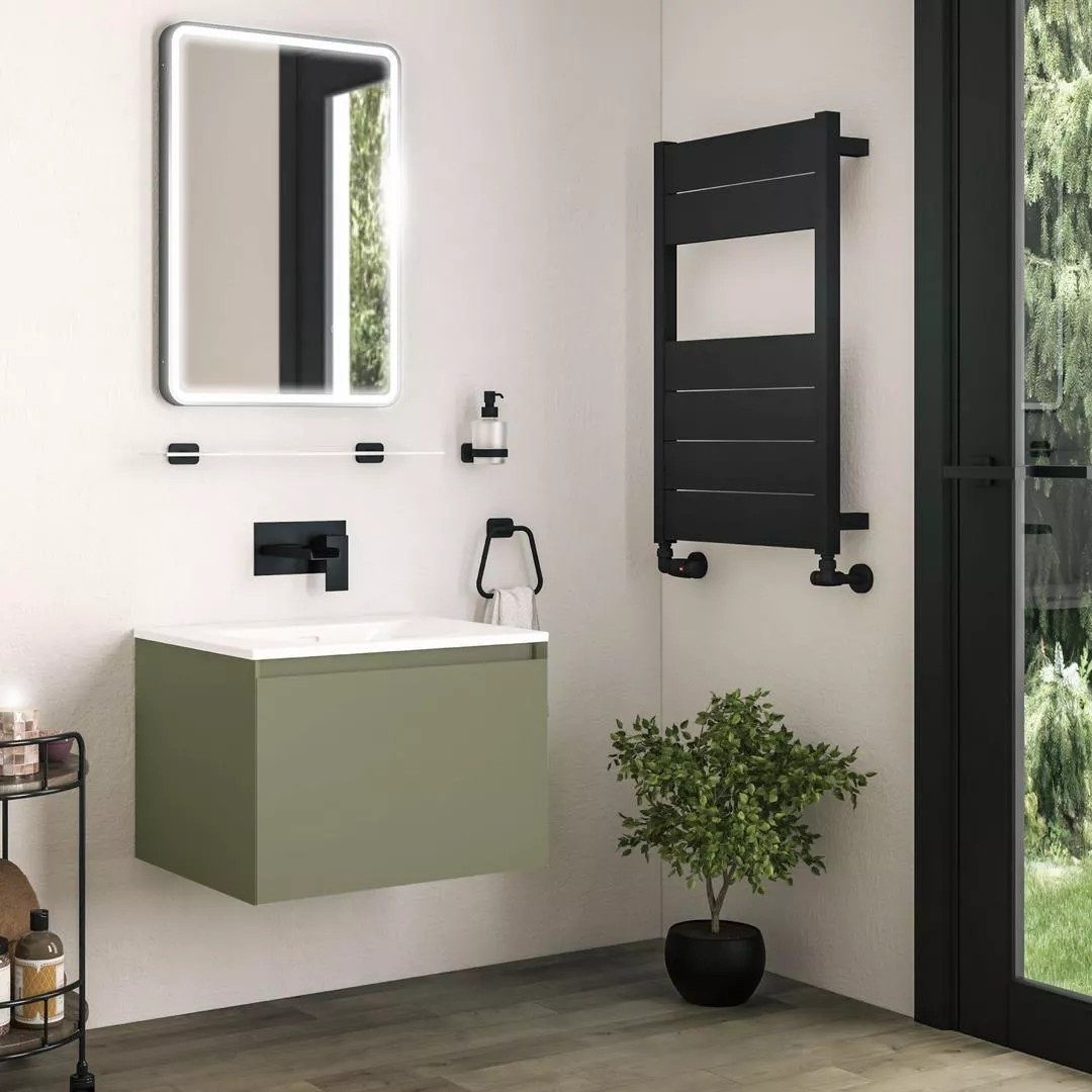 Eastbrook Badbury 600mm 1 Drawer Wall Hung Unit & Basin – Savannah Green