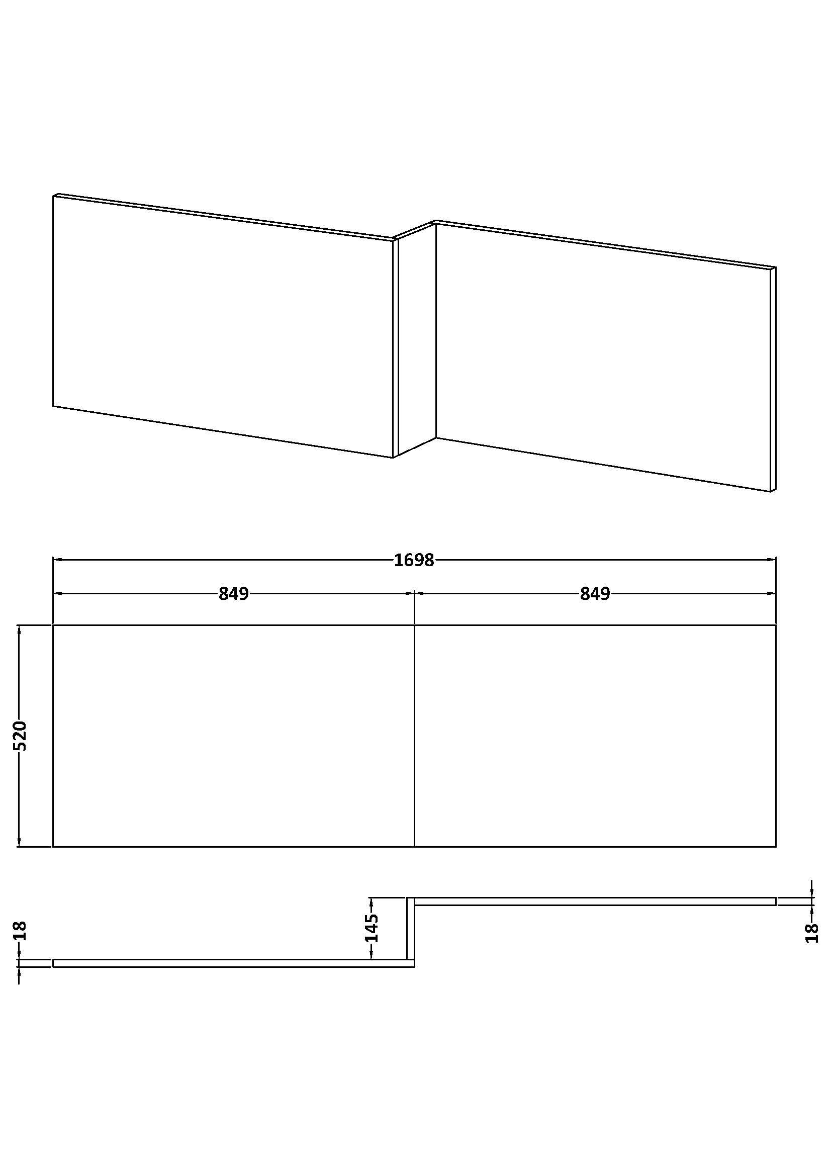 Hudson Reed 1700mm L-Shaped MDF Shower Bath Front Panel – Bleached Oak
