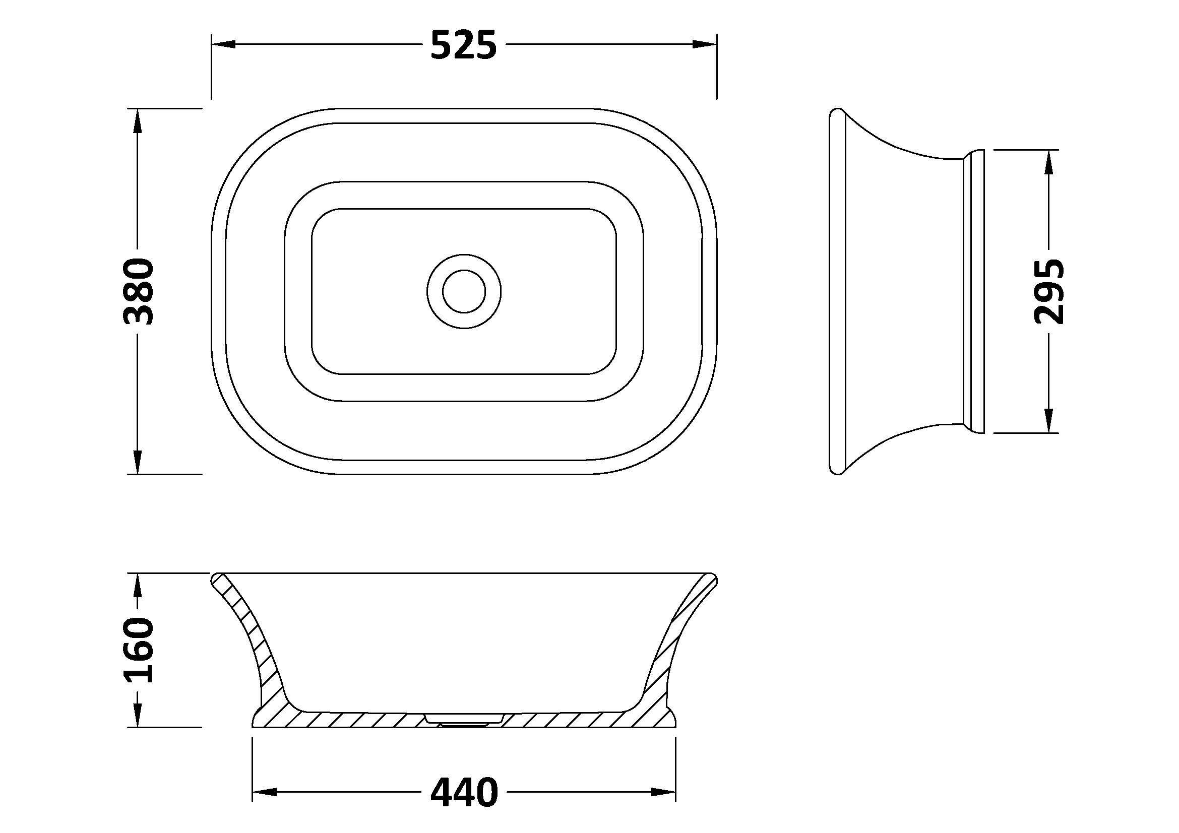 BC Designs Magnus Square Countertop Basin 525x380mm