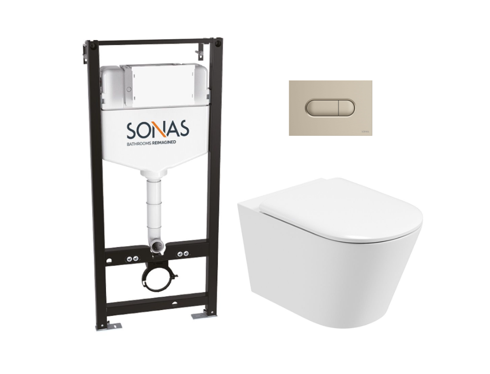 Sonas Reflections Wall Hung Frame Pack with Brushed Nickel Flush Plate