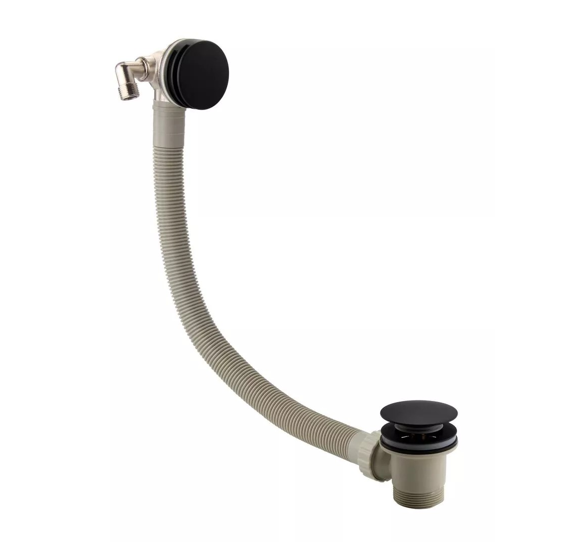 Eastbrook Bath Push Button Waste with Overflow Filler – Matt Black