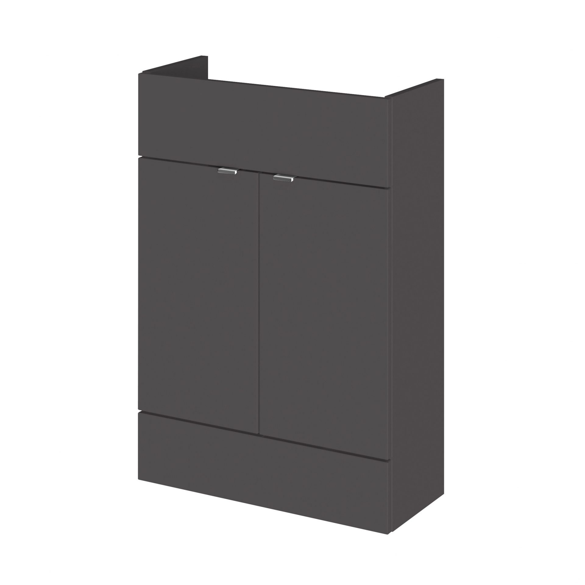 Hudson Reed Fusion Slimline 600mm 2 Door Floor Standing Vanity Unit – Gloss Grey