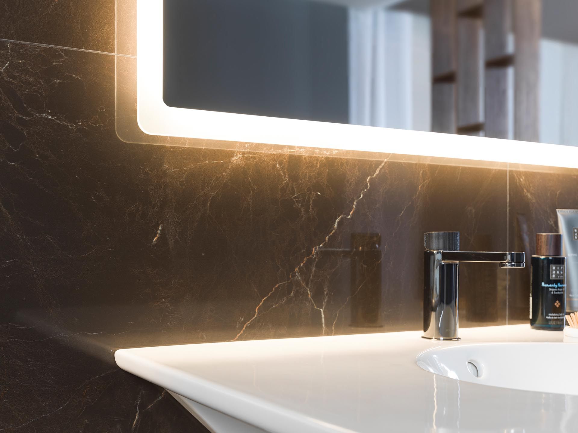 Porcelanosa Noken Tono Basin Mixer Rib Handle – Titanium