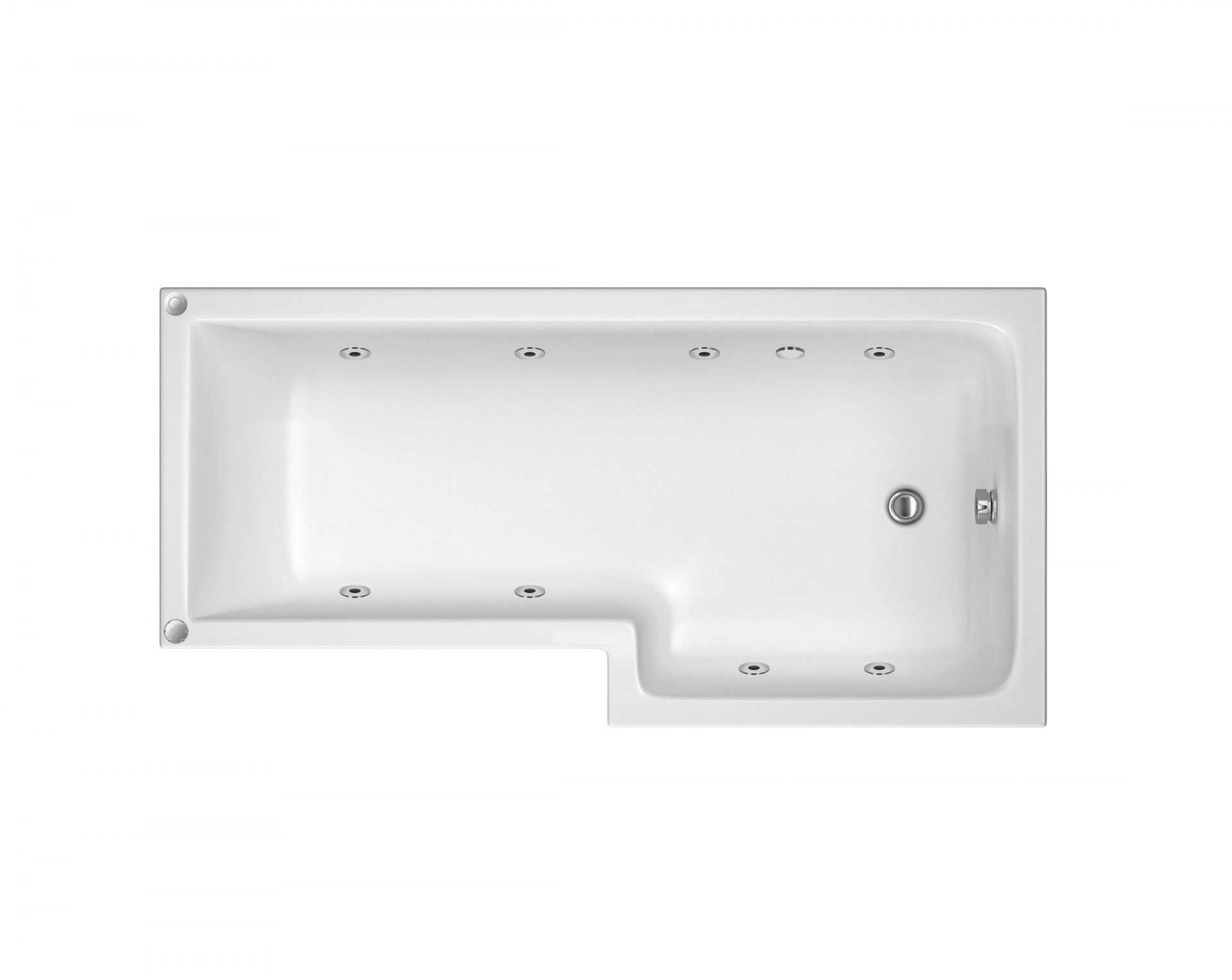 Nuie 1700mm L-Shaped Right-Hand 8 Jet Whirlpool Bath