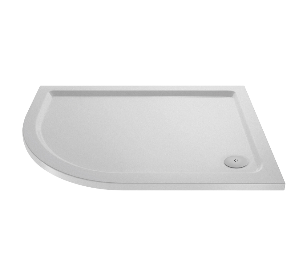 Nuie 40mm Slip Resistant Slimline Offset Quadrant Shower Tray – Matt White