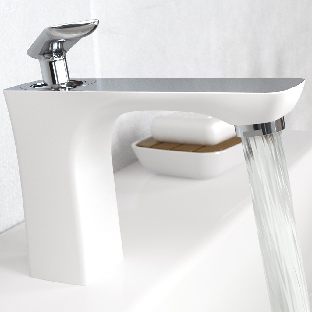 Helston Basin Mono Tap & Waste – Matt Smooth White