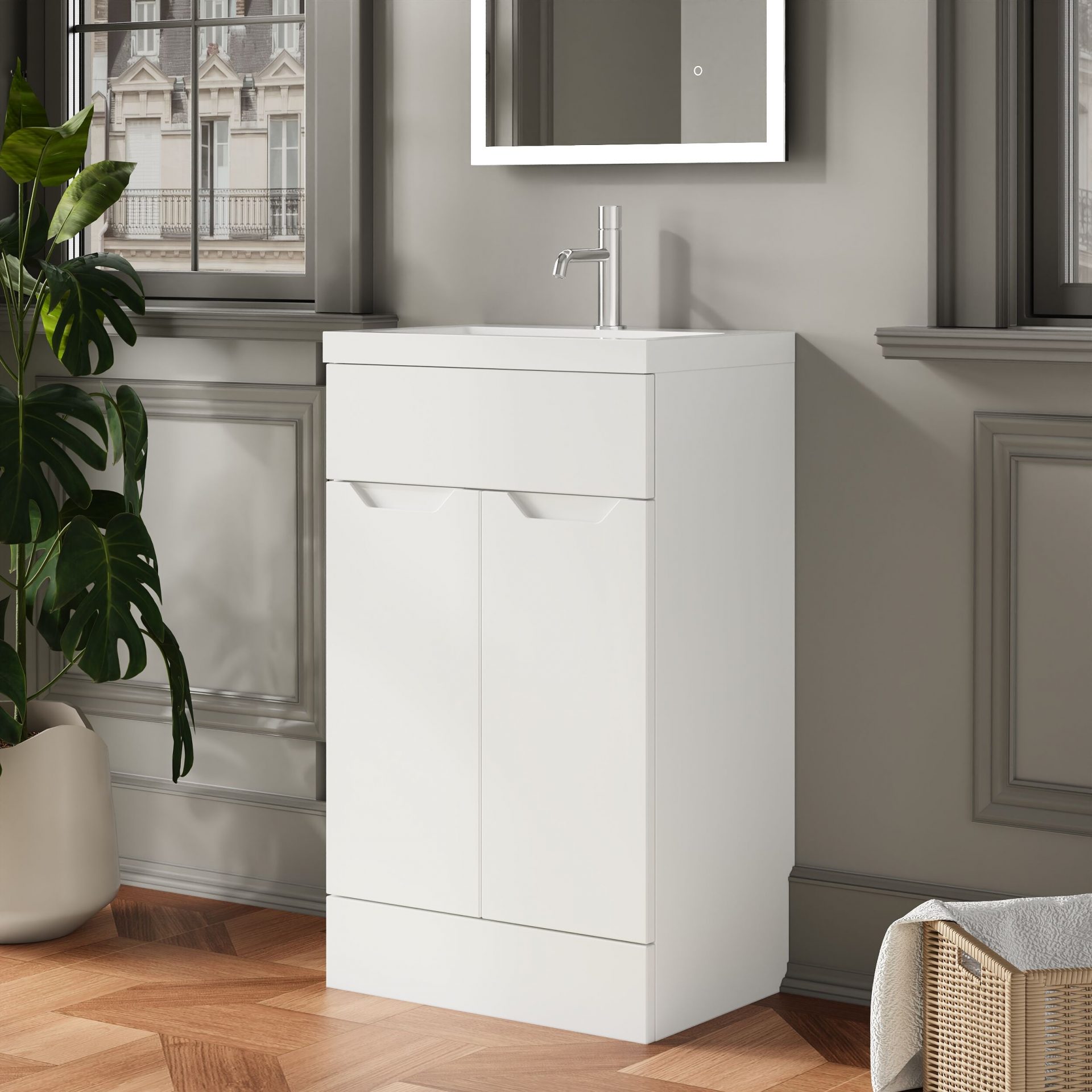 Nuie Lux Loave 500mm 2 Door Standard Floorstanding Unit – Matt White