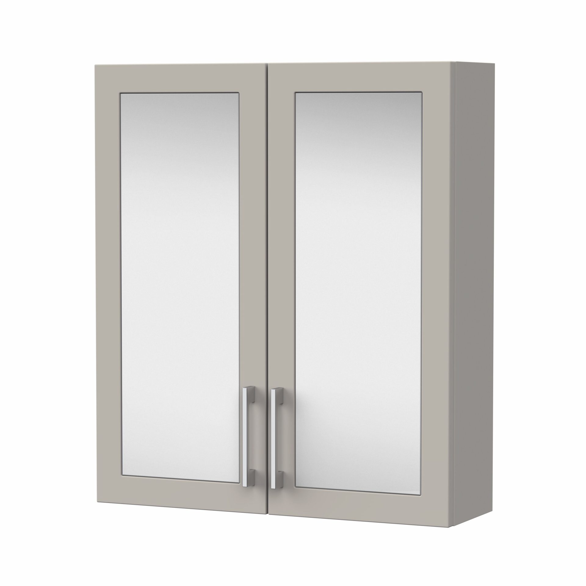 Nuie Lux Fable 600mm 2 Door Wall Mirror Cabinet – Pebble Grey
