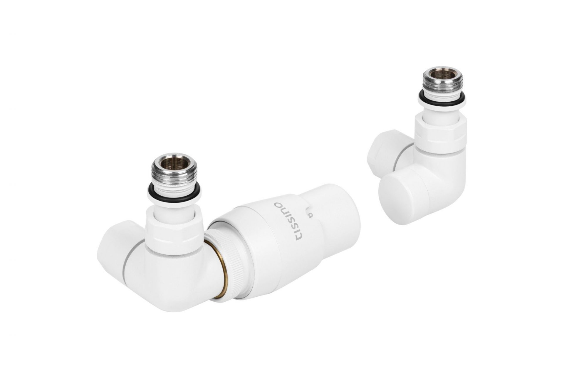 Tissino Double Angled Valves (Pair) with Thermostatic Head – Matt White