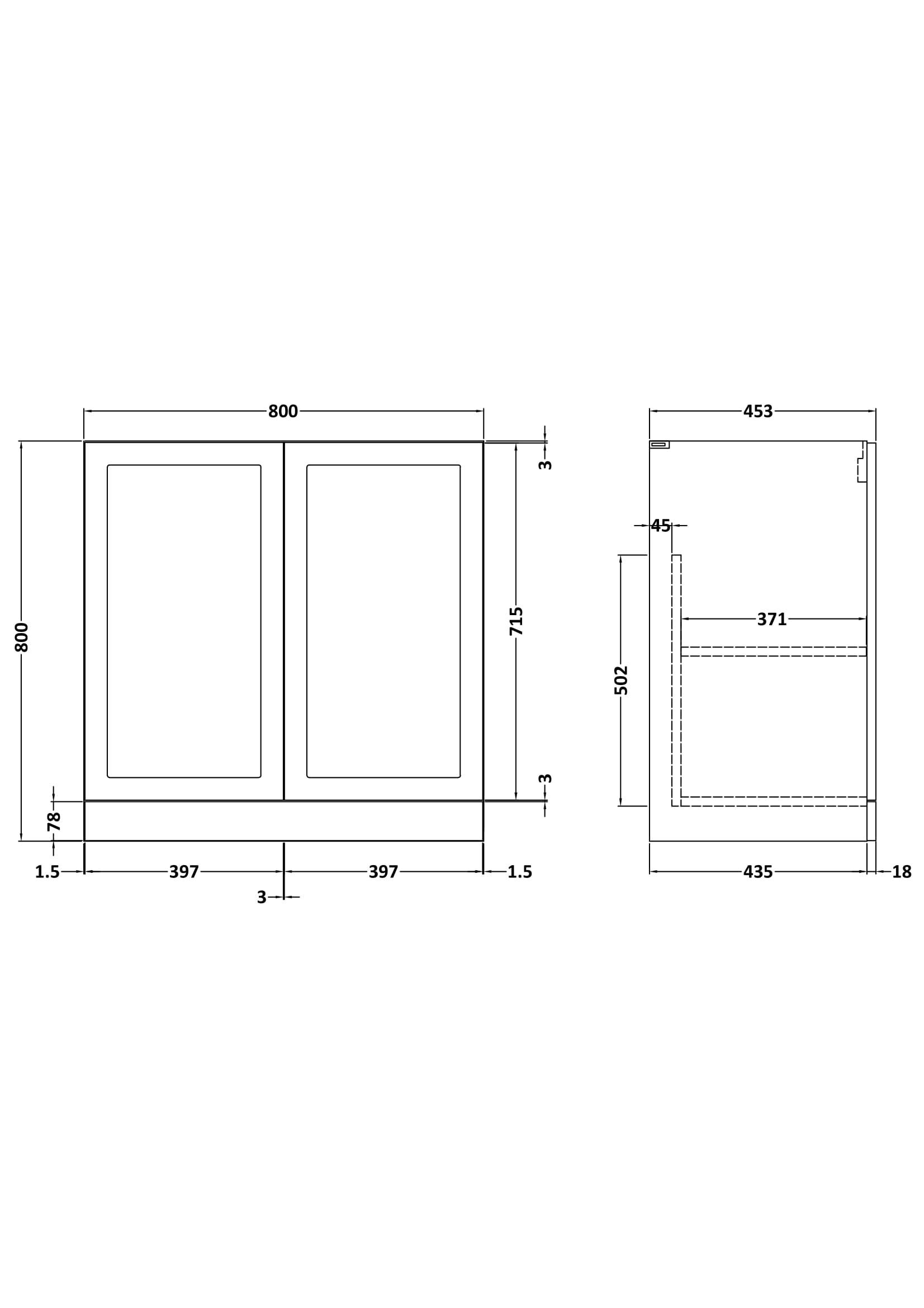 Nuie Lux Larck 800mm 2 Door Floorstanding Vanity Unit – Matt White