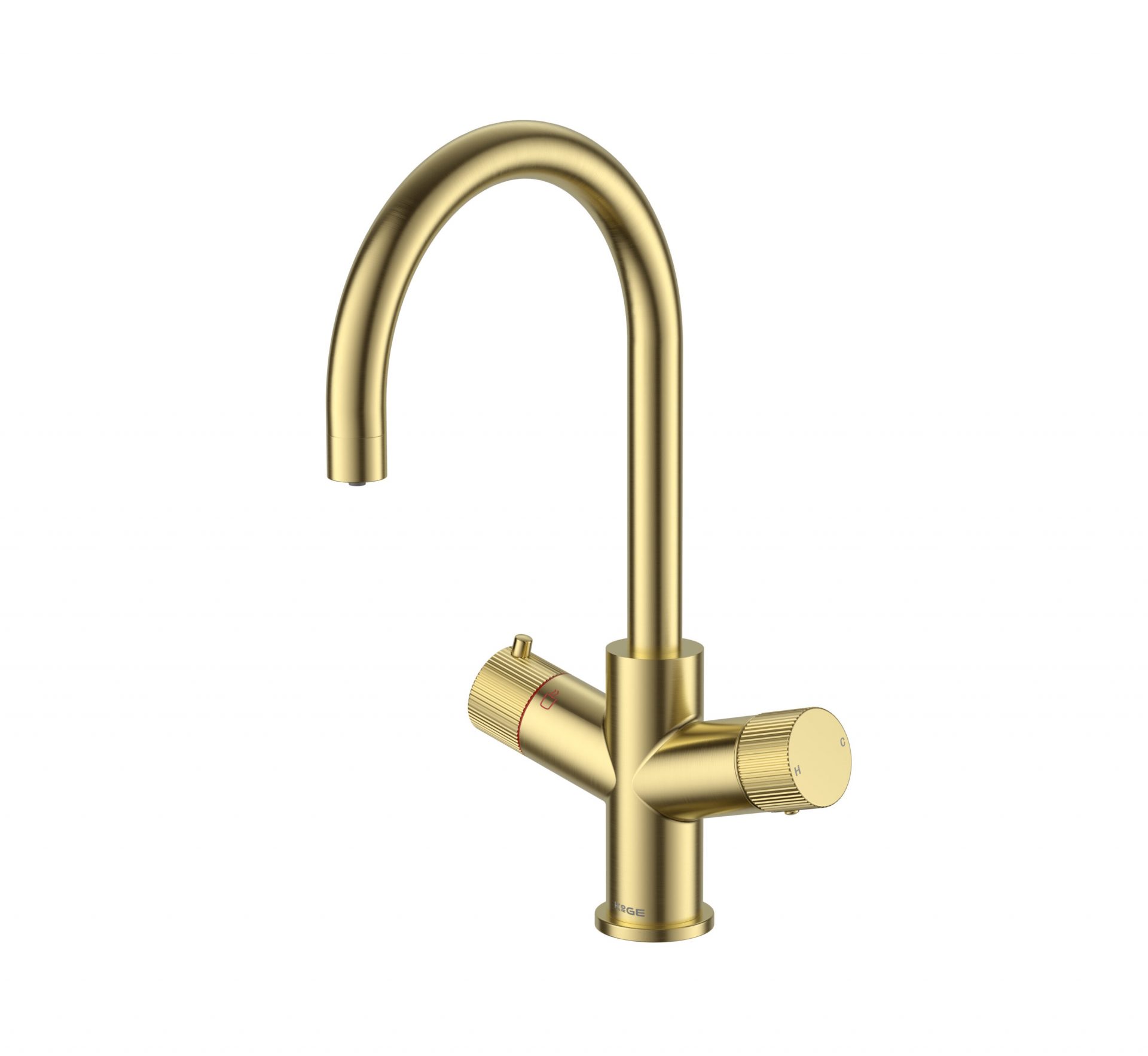 KoGE 3-in-1 Swan Spout Hot Water Tap – Brushed Brass