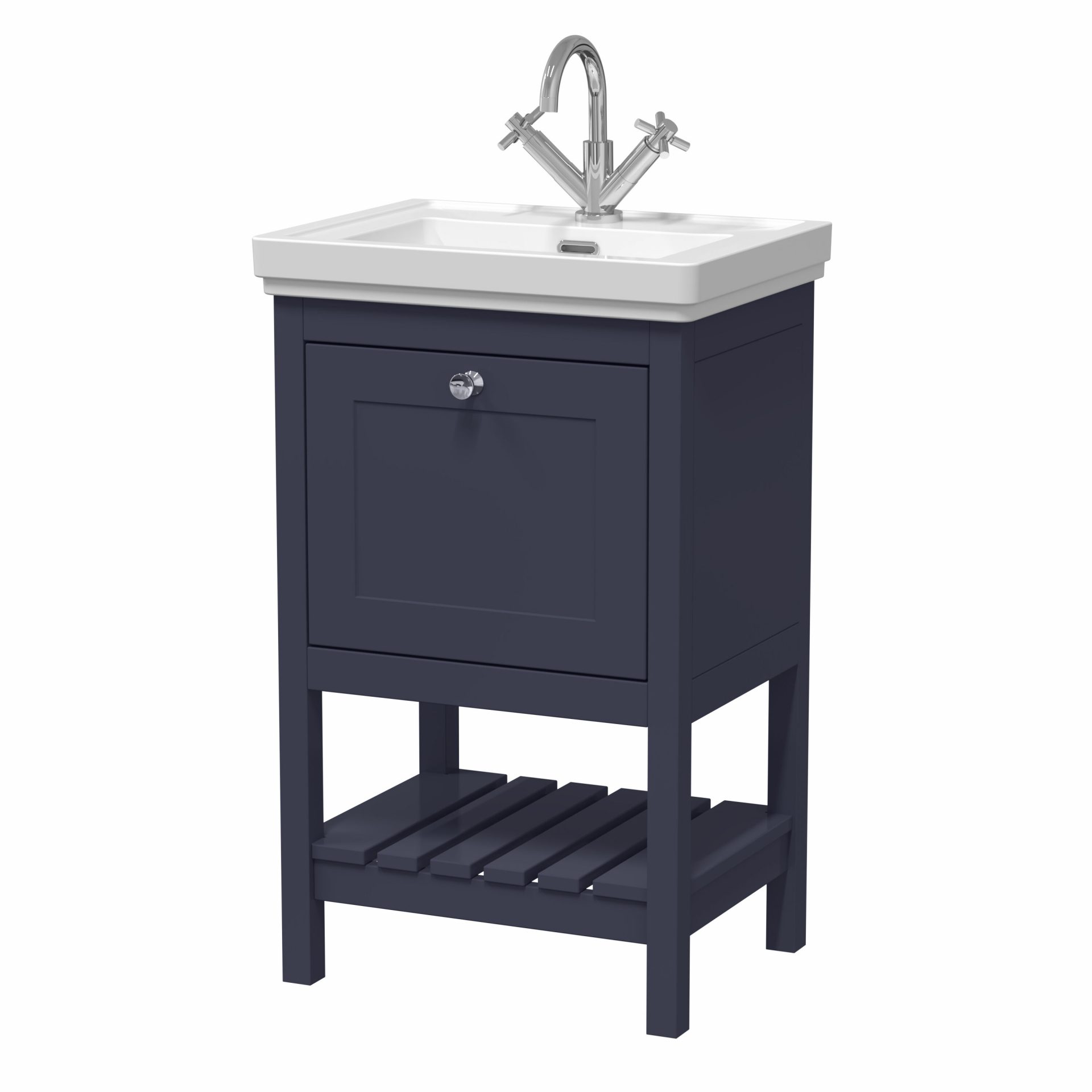 Old London Bexley 500mm 1 Drawer Floor Standing Vanity Unit & Basin – Indigo Blue