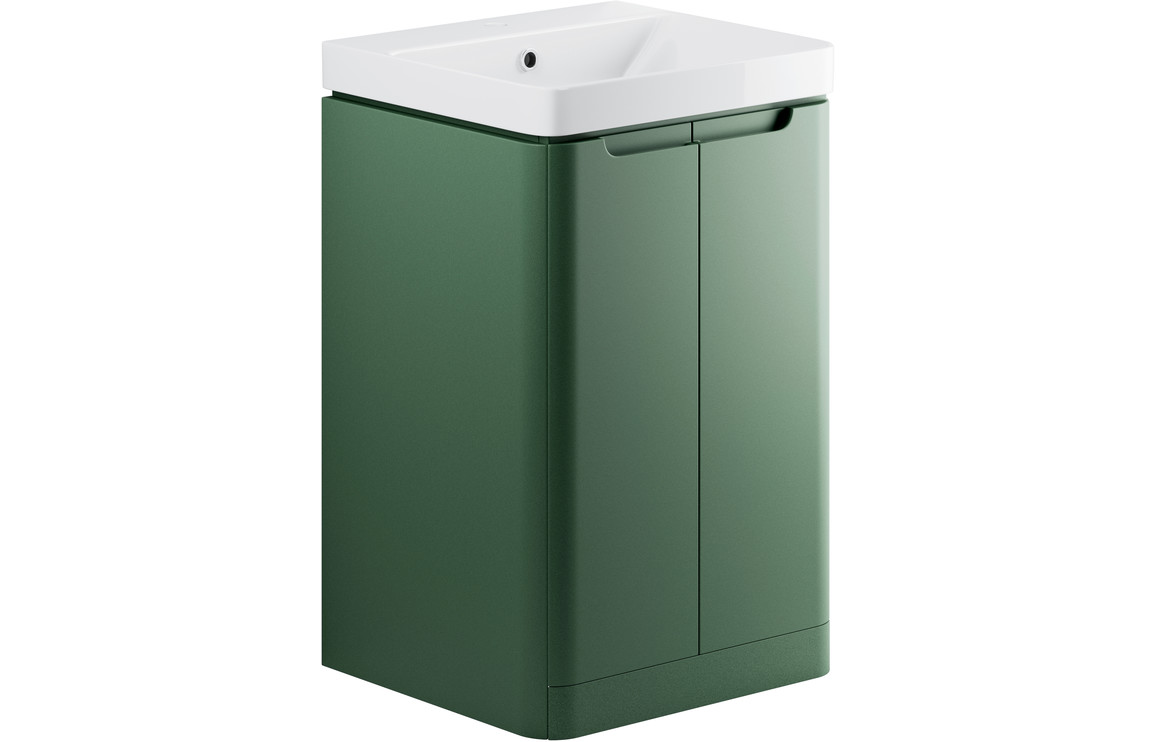 Clarity 500mm 2 Door Floor Standing Cloakroom Unit & Basin – Matt Sage Green