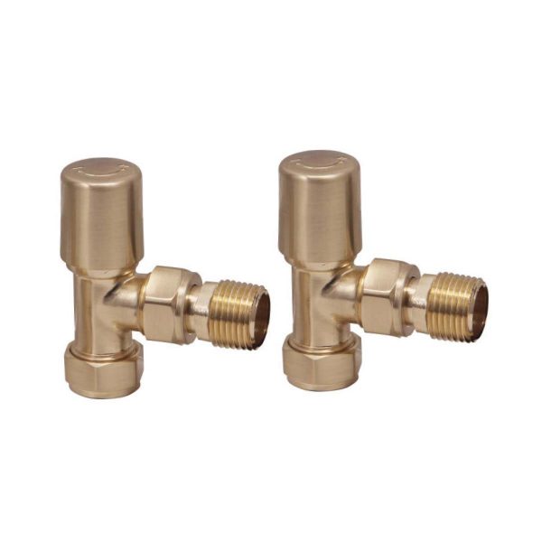 Towel Rail Valves Angled (Pair) Brushed Brass Get My Taps