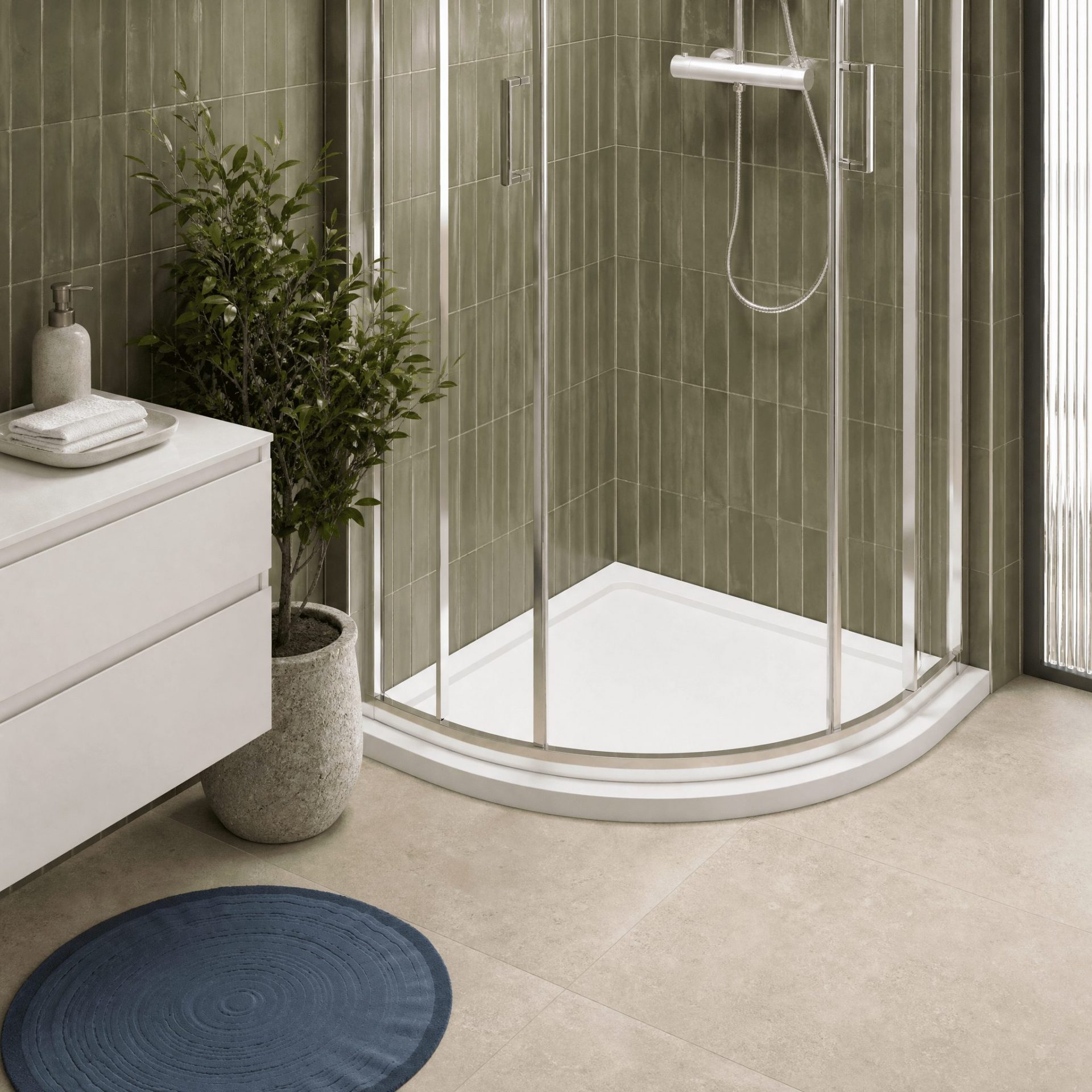 Nuie 40mm Slimline Quadrant Shower Tray – Gloss White