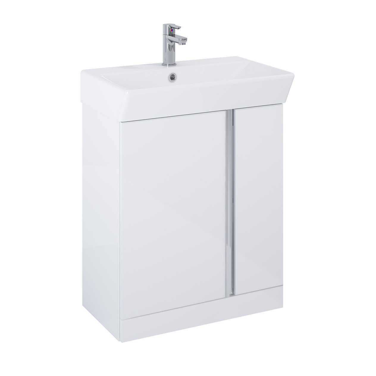 Royo Skye 600mm 2 Door Floorstanding Unit & Basin – Gloss White