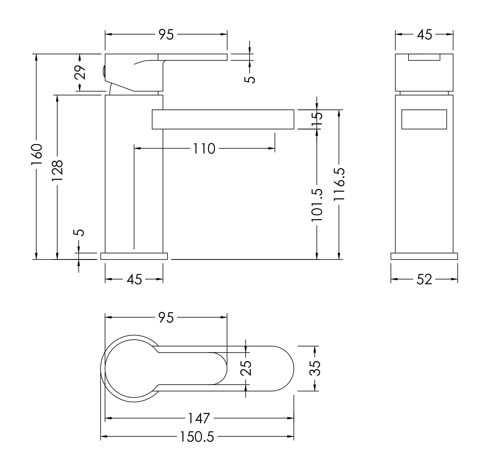Nuie Arvan Mono Basin Mixer with Push Button Waste – Brushed Bronze