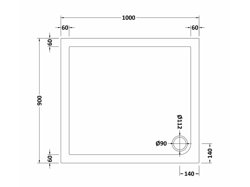 1000 x 900mm Brushed Brass Single Sliding Shower Enclosure With White Tray
