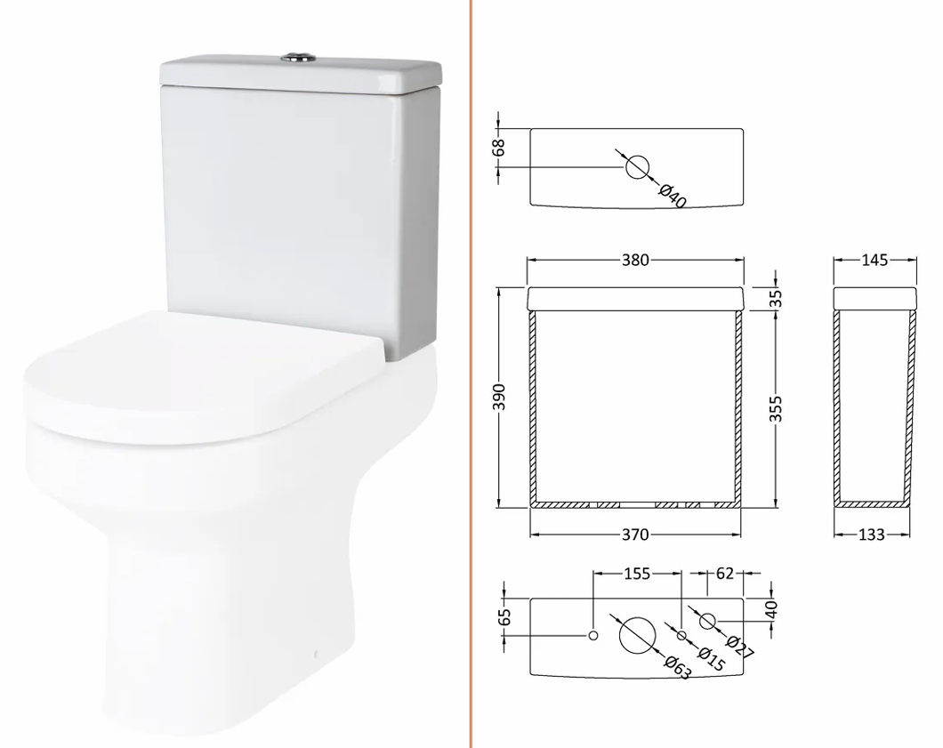 Ceramic Bathroom Suite – Toilet, Cistern, Seat, Basin and Semi Pedestal