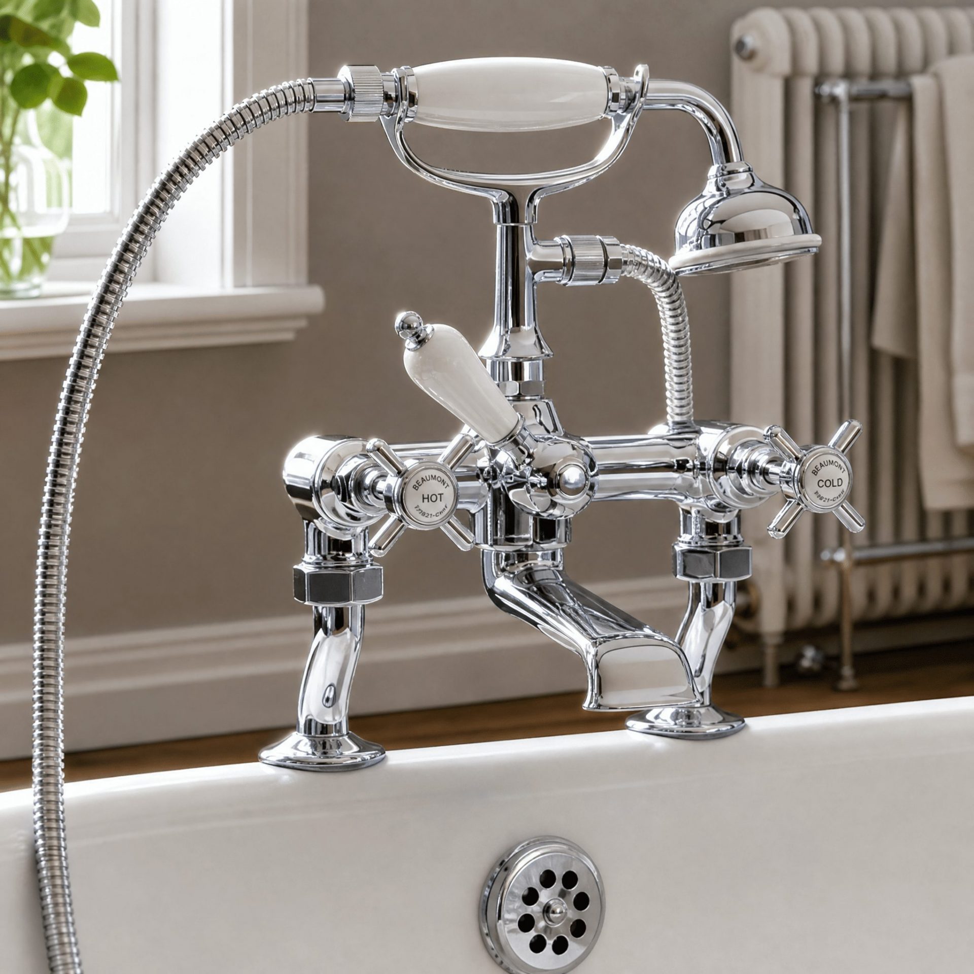 Nuie Beaumont Traditional Luxury 3/4″ Cranked Bath Shower Mixer – Chrome