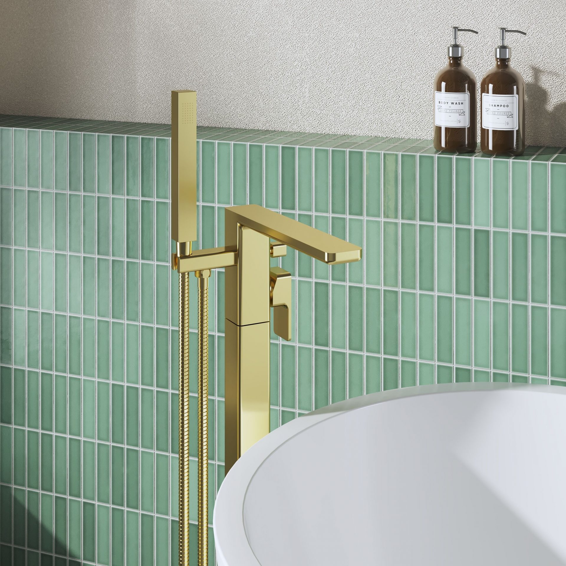 Nuie Windon Freestanding Bath Shower Mixer – Brushed Brass