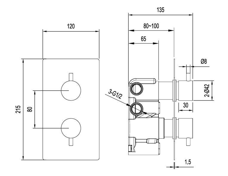Eastbrook Meriden Concealed Valve, 300mm Shower Head & Wall Arm Bundle – Chrome