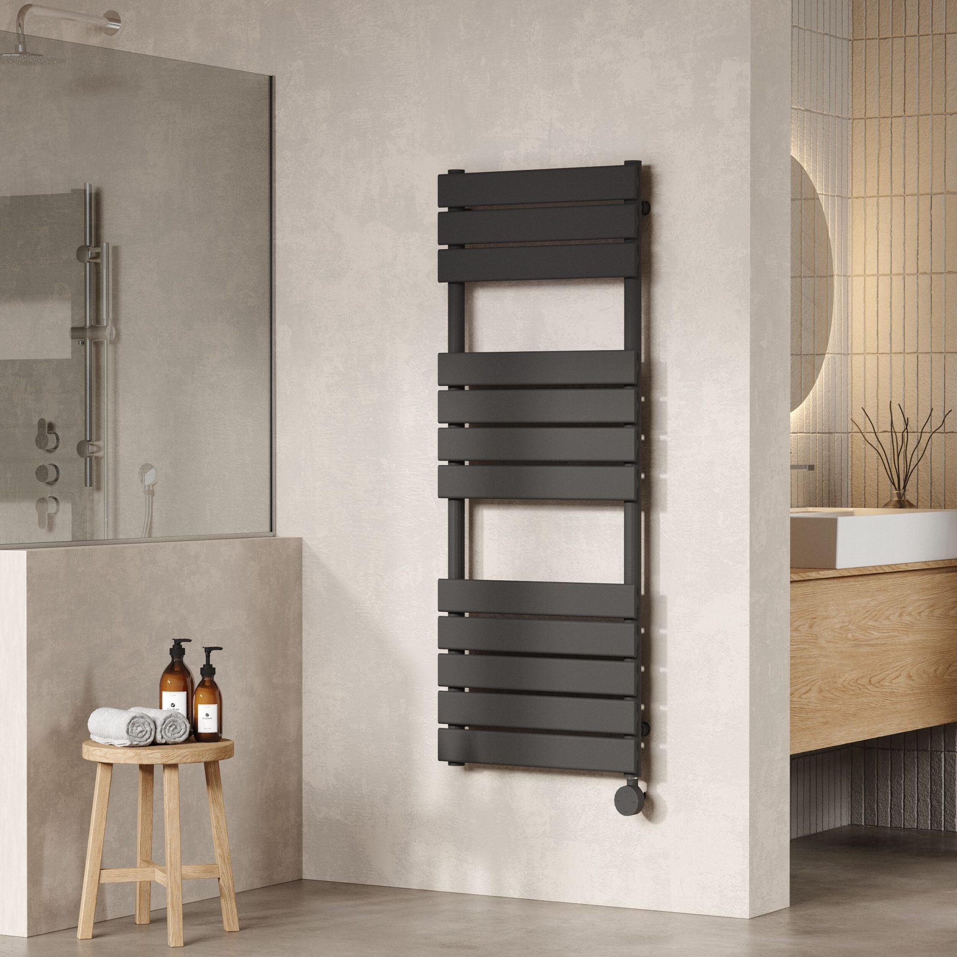 Nuie Vertical Electric Heated Towel Rail – Anthracite